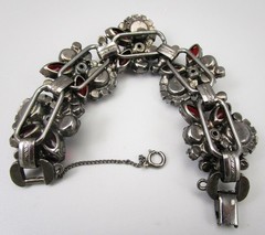 DELIZZA & ELSTER JULIANA RUBY RED RHINESTONE BRACELET & EARRINGS SET