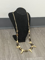 Vintage Handmade Knotted Carved Shell Boho Tribal Necklace