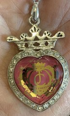 Vintage Juicy Couture Pendant necklace 18″ Adjustable . Silver Tone rhinestones.