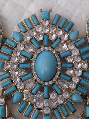 Zad Atlantis Turquoise Gold Tone Statement Bib Necklace Boho Chic.