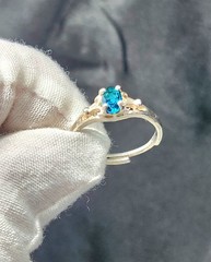 Vintage Sterling Silver London Blue Topaz Adjustable Ring Collectible Unique
