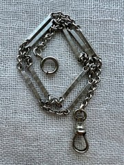 Vintage Mid Century 1/40 RGP White Gold Tone Watch Chain Bar Link Dog Clip 13.75