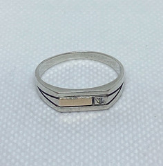 Vintage men’s ring Silver 875.Gold 375. S 11.25.Weight 2.91g. Ukrainian jewelry.