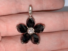Thomas Sabo Sterling Silver Flower Blossom Black White Floral Charm 7g 21mm