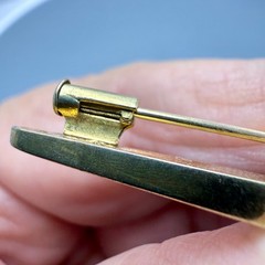Antique 8K Bar Pin with 4.7mm Pearl 1.75″ 2.9 grams