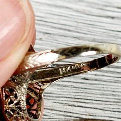 Antique Edwardian Belais 14K White Gold Onyx Diamond Ring 7 Filigree Luxury