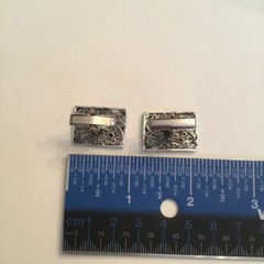 Reuven 925 Sterling Silver Filigree Cufflinks & Tie Bar Israel -3 Pc Set