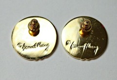 Vintage NEW SAMUEL HUANG Earrings Gold Filled Post / Enamel Tribal Style ESTATE