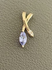 14KT Yellow Gold 0.15CT Tanzanite & 0.02CTW Diamond Pendant (K150)