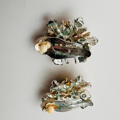 Vintage Snowflake Clip On Earrings Silver Gold Tone Two Tone Winter Holiday
