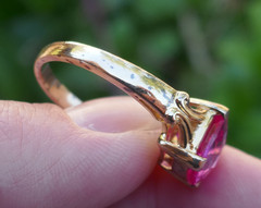 Vintage Vermieled Sterling Silver & Faceted Pink Stone Ring – Size 9.75