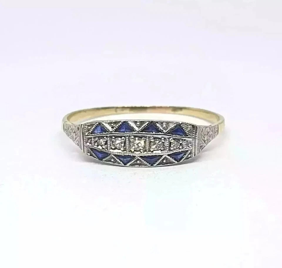 Vintage Timeless Art Deco Style Lab Created Diamond Engagement 14K Gold FN Rings