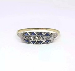 Vintage Timeless Art Deco Style Lab Created Diamond Engagement 14K Gold FN Rings