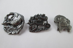 Vintage Pewter Brooches – Lot of 3 Birds and Blooms Bird Flower Chair