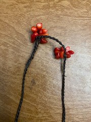Vintage Single Strand Sliced Red Coral Bib Statement Bead Necklace -Adj