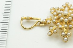 ANTIQUE ENGLISH VICTORIAN 15K GOLD PEARL SNOWFLAKE STAR BROOCH / PENDANT