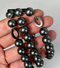 Vintage 1990’s to 2000’s Y2K pewter bead triple strand stretch bracelet by CHAPS