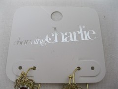 Charming Charlie Dark Wine Dangle Pierced Earrings Gold Tone French Wire NWT