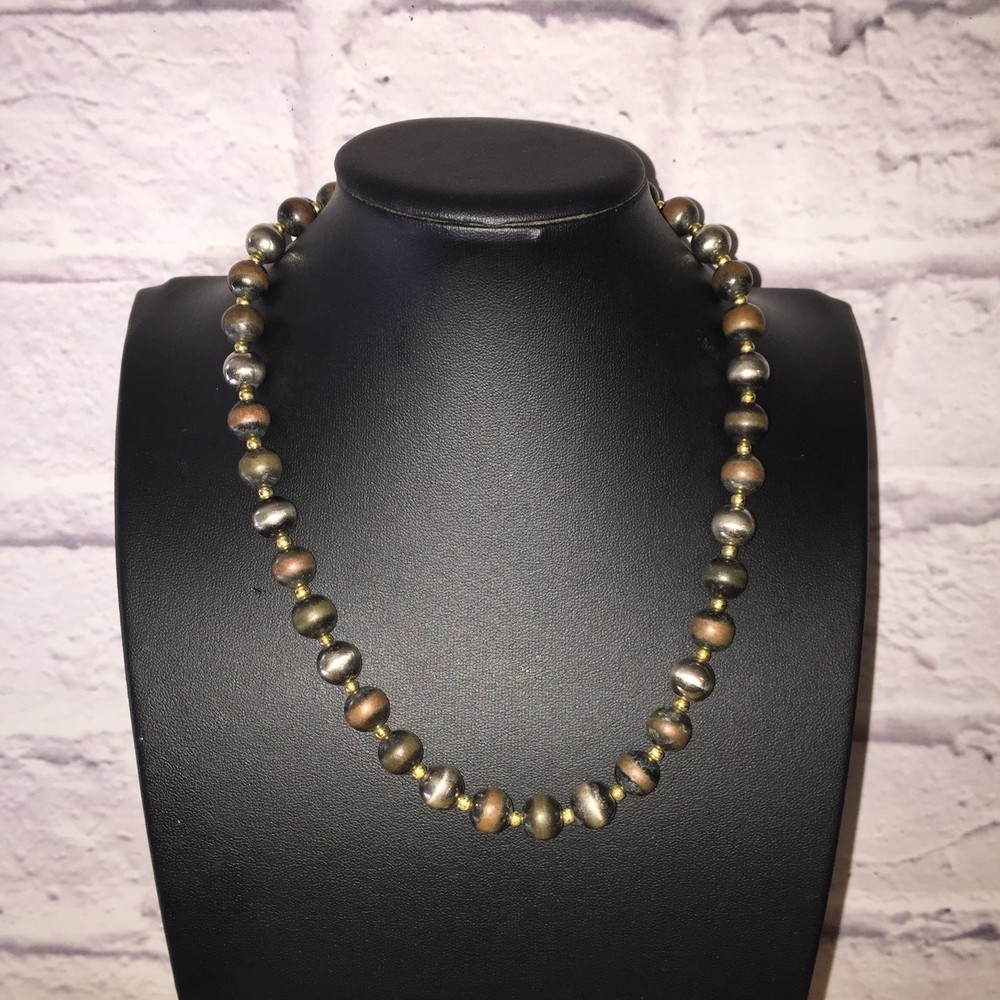 Vintage Beaded Necklace Gold Tone Lucite Multi-Color Chunky Beads Career