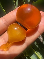 Vintage Natural Half Beeswax Half Amber Hulu Gourd Pendant Estate Collect Gift