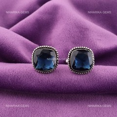 925 Silver December London Blue Topaz Gemstone Business Formal Mens Cufflinks