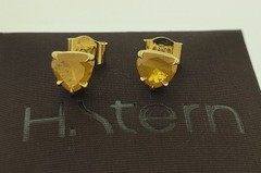 H.STERN Natural Fancy Vivid Orange-Yellow Heart Diamond Earrings 18K YG GIA Box