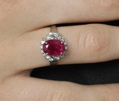 Rare 2.98ct GIA Burma NO HEAT Natural Ruby & 0.34ct Diamond Platinum Ring Size 6