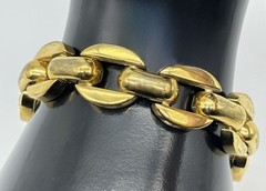 Vintage 1980s Bracelet Chunky Bold Chic Geometric Gold-Tone Metal Links Unsigned