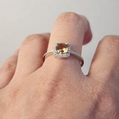 NIB Semi VTG 1cts Golden Champagne Topaz 925 Ring Sz 9/10