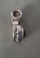 Vintage Silver & Gold Slide Pendant With Dark Stone – 1.75 In