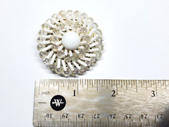 Vintage Western Germany Beaded Brooch Pin White AB Aurora Borealis Jewelry