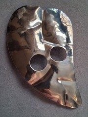 Abstract mask design large brooch silvertone, asymmetrical, VTG,…