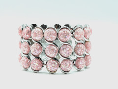 Vtg. 50’s Signed Selro Selini Pink Confetti Lucite Cabochon Silvertone Bracelet