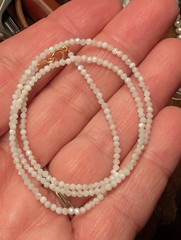 16″ 2 mm Opal bead necklace with 14 k gold clasp