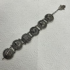 Vintage Souvenir Du Maroc Silver Bracelet Armenian Hamsa Moon Star Camel Travel