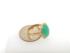Vintage 14k Gold Ring, Chrysoprase carved Oval, Size 8.25