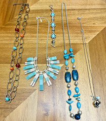 Vintage Turquoise Color Signed RMN JLo Fossil Necklace Bracelet Jewelry Lot