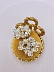 Vintage JULIANA D&E Pin and Earrings With Aurora Borealis Rhinestones BOOK PIECE
