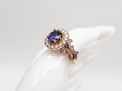 $7000 5ct Natural D BLOCK Tanzanite VS G Diamond 14k ROSE Gold HALO Ring 9g