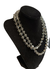 SAL Smoky Hand Strung Faceted Sparkly Beaded Swarovski Crystal 35″ Necklace