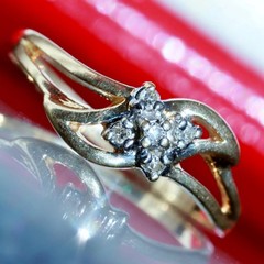 10k yellow gold ring natural diamond size 4.5 swirl vintage handmade 1.10g N3721