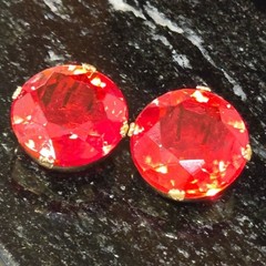 Vintage Red Faceted Glass Clip On Earrings Statement jewelry Glam Retro elegant