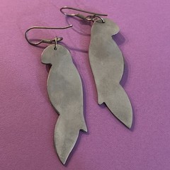Inlay Pastel Multicolor Mother of Pearl Parrot Tropical Bird Pierced Earrings