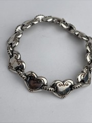 Brighton Cafe au Lait Bracelet Etched Scroll Heart Links Retired Vintage 7.25″