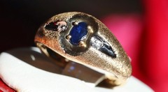 10k yellow gold 0.30ctw natural diamond ring sapphire sz 10 heated 2.63g Romance