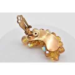Laguna Vintage Clip On Crystal Earrings Citrine Climber Glam Signed 1950s A24