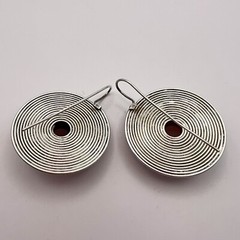 Huge Vintage Sterling Silver 925 Women’s Jewelry Stud Earrings Cornelian Stone