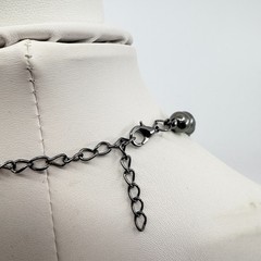 VTG Gunmetal Gray Faux Pearl Graduated Statement Necklace Rhinestone Rondelle