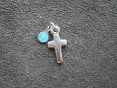 TINY Double Sided St Christopher & Silvertone Cross Vintage Charm Pendant 1.3g