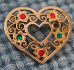 Lot 3 Vintage Costume Jewelry Brooch Pin Gerry’s signed Christmas Heart Leaf
